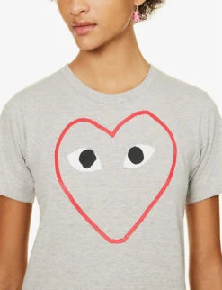 Comme Des Garçons Play Logo-print Cotton-jersey T-shirt -Whistles Shop 1154 2000022 P1T265 GREY ALT04