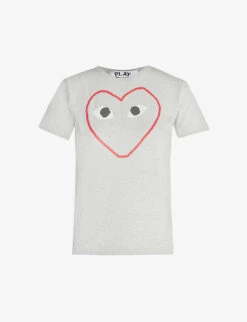 Comme Des Garçons Play Logo-print Cotton-jersey T-shirt -Whistles Shop 1154 2000022 P1T265 GREY M