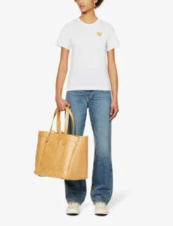 Comme Des Garçons Play Heart-embroidered Cotton T-shirt -Whistles Shop 236 2000022 P1T215 S WHITE ALT01