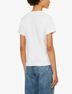 Comme Des Garçons Play Heart-embroidered Cotton T-shirt -Whistles Shop 236 2000022 P1T215 S WHITE ALT03