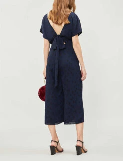 Whistles Waist-tie Back Star-jacquard Woven Jumpsuit -Whistles Shop 501 10019 028371 NAVY ALT02
