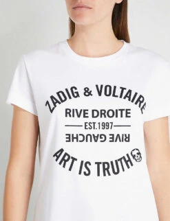 Zadig & Voltaire Logo-print Cotton T-shirt -Whistles Shop 669 10175 PWGTR1802F BLANC ALT04