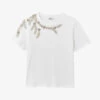 Sandro Rhinestone-embellished Cotton T-shirt -Whistles Shop R00059640 NATURELS M
