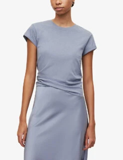 AllSaints Anna Crewneck Cotton T-shirt -Whistles Shop R00067685 STORMCLOUDGRE ALT02