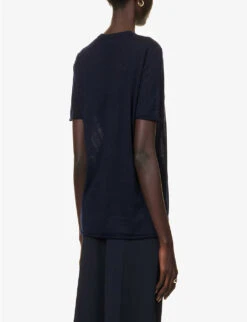 Joseph Round-neck Cashmere T-shirt -Whistles Shop R03658518 NAVY ALT03