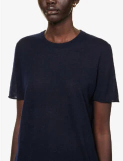 Joseph Round-neck Cashmere T-shirt -Whistles Shop R03658518 NAVY ALT04