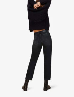Whistles Hollie Straight-leg High-rise Organic-cotton Jeans -Whistles Shop R03703607 BLACK ALT02
