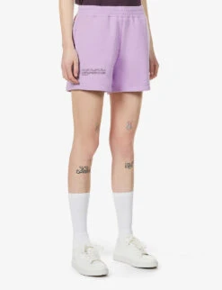 Text-print Mid-rise Recycled And Organic-cotton Shorts -Whistles Shop R03752036 ORCHIDPURPLE ALT02