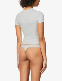 Round-neck Stretch-cotton T-shirt -Whistles Shop R03766867 S LIGHTHEATHERGREY ALT03