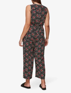 Whistles Corey Block-print Woven Jumpsuit -Whistles Shop R03776760 BLACK ALT02