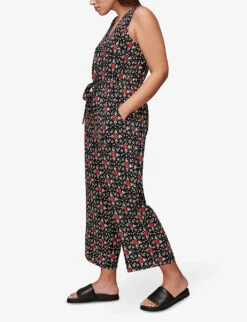 Whistles Corey Block-print Woven Jumpsuit -Whistles Shop R03776760 BLACK ALT04