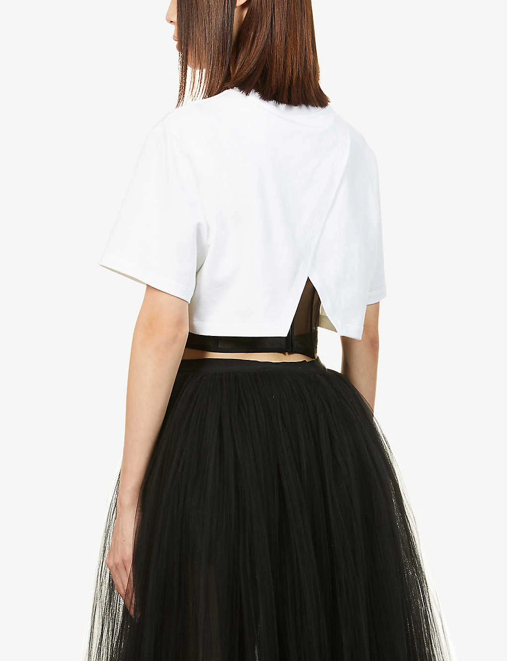 Alexander McQueen Mesh-detail Boned Cotton-jersey T-shirt 6 Alexander McQueen Mesh-detail Boned Cotton-jersey T-shirt - Image 4