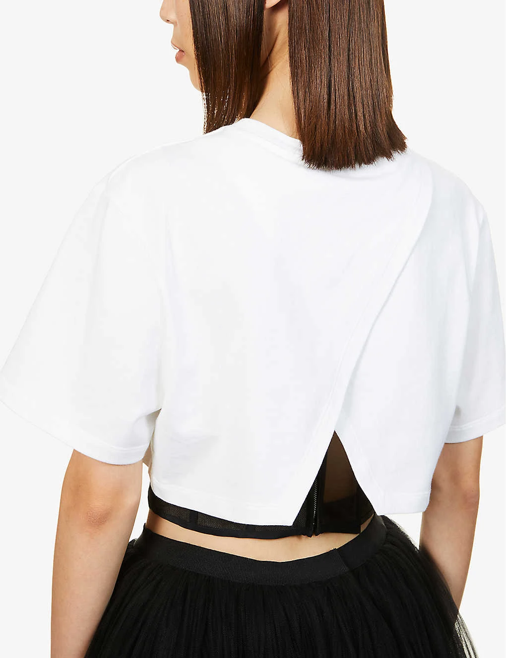 Alexander McQueen Mesh-detail Boned Cotton-jersey T-shirt 7 Alexander McQueen Mesh-detail Boned Cotton-jersey T-shirt - Image 5