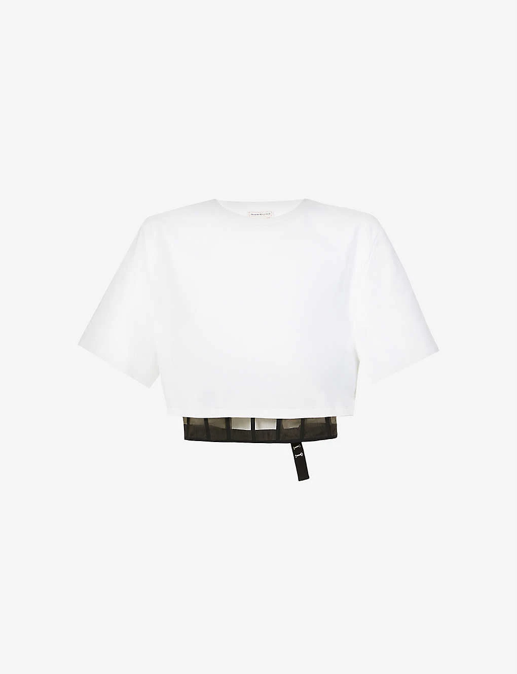 Alexander McQueen Mesh-detail Boned Cotton-jersey T-shirt 3 Alexander McQueen Mesh-detail Boned Cotton-jersey T-shirt