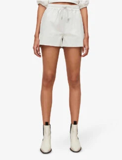 AllSaints Shana Elasticated Leather Shorts -Whistles Shop R03868469 WHITE ALT02