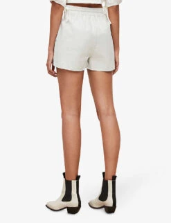 AllSaints Shana Elasticated Leather Shorts -Whistles Shop R03868469 WHITE ALT03