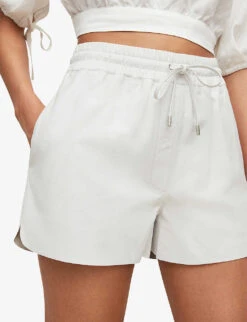 AllSaints Shana Elasticated Leather Shorts -Whistles Shop R03868469 WHITE ALT04