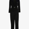 Whistles Avery Belted Wide-leg Velvet Jumpsuit -Whistles Shop R03869072 BLACK M