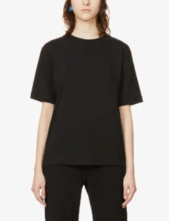 Dries Van Noten Boat-neck Relaxed-fit Cotton-jersey T-shirt -Whistles Shop R03889357 BLACK ALT02