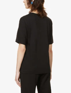 Dries Van Noten Boat-neck Relaxed-fit Cotton-jersey T-shirt -Whistles Shop R03889357 BLACK ALT03