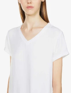 V-neck Jersey T-shirt -Whistles Shop R03908177 WHITE ALT04