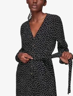 Whistles Lottie Spot-print Wide-leg Woven Jumpsuit -Whistles Shop R03908488 MONOCHROME ALT02
