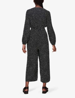 Whistles Lottie Spot-print Wide-leg Woven Jumpsuit -Whistles Shop R03908488 MONOCHROME ALT03