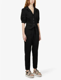 Paige Mayslie Stretch-cotton-blend Jumpsuit -Whistles Shop R03913280 WASHEDBLACK ALT02