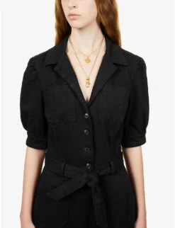 Paige Mayslie Stretch-cotton-blend Jumpsuit -Whistles Shop R03913280 WASHEDBLACK ALT04