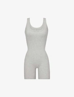 Slim-fit Ribbed Stretch-cotton Playsuit