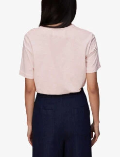 Whistles Emily Ultimate Crewneck Cotton-jersey T Shirt -Whistles Shop R03933342 PALEPINK ALT03