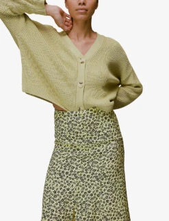 Whistles Buttercup Floral-print Woven Midi Skirt -Whistles Shop R03938495 YELLOW ALT02