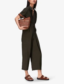 Whistles Jenny Relaxed Woven Jumpsuit -Whistles Shop R03949765 KHAKIOLIVE ALT02