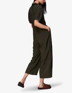 Whistles Jenny Relaxed Woven Jumpsuit -Whistles Shop R03949765 KHAKIOLIVE ALT03