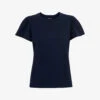 Whistles Round-neck Frilled-sleeve Cotton T-shirt -Whistles Shop R03950705 NAVY M