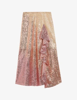 Ted Baker Velina Asymmetric-hem Sequin-embellished Midi Skirt