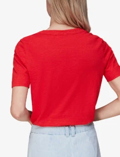 Whistles Rosa Round-neck Cotton T-shirt -Whistles Shop R03958303 RED ALT03