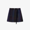 Sandro Rosiere Check-print Wool-blend Mini Skirt -Whistles Shop R03967128 VIOLETS M