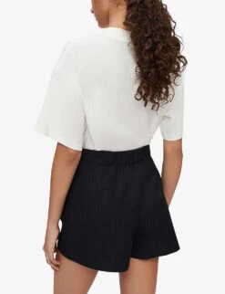 Maje Ilena Pinstripe High-rise Stretch-woven Shorts -Whistles Shop R03968990 NOIRGRIS ALT03