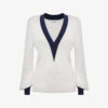 Reiss Talitha Contrast-trim Recycled-polyester Jumper -Whistles Shop R03970309 WHITENAVY M