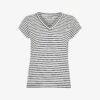 Whistles Willa Striped Cotton-jersey T-shirt -Whistles Shop R03970506 BLACK M