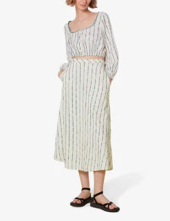 Whistles Mari Embroidered Cotton Circle Maxi Skirt -Whistles Shop R03975834 MULTICOLOURED ALT01