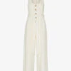 Whistles Shirred Wide-leg Linen-blend Jumpsuit -Whistles Shop R03978364 CREAM M