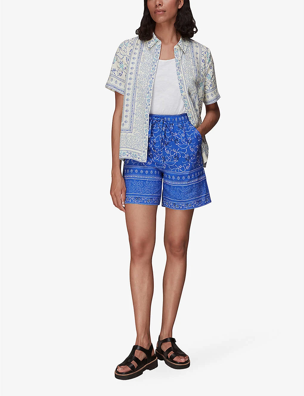 Whistles Bandana Floral-print High-rise Organic Cotton Shorts 4 Whistles Bandana Floral-print High-rise Organic Cotton Shorts - Image 2