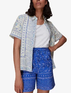 Whistles Bandana Floral-print High-rise Organic Cotton Shorts 13 Whistles Bandana Floral-print High-rise Organic Cotton Shorts -Whistles Shop R03981354 MULTICOLOURED ALT05