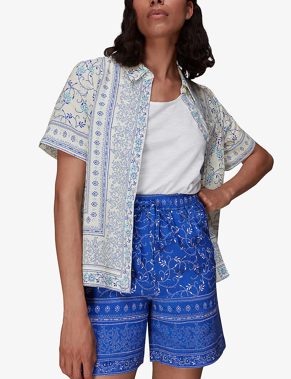 Whistles Bandana Floral-print High-rise Organic Cotton Shorts 8 Whistles Bandana Floral-print High-rise Organic Cotton Shorts - Image 6