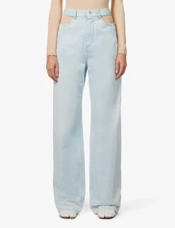 Maison Margiela Decortique Cut-out Straight-leg High-rise Jeans -Whistles Shop R03991060 BLUE ALT02