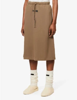 ESSENTIALS Logo-patch Cotton-jersey Skirt -Whistles Shop R03991658 WOOD ALT02