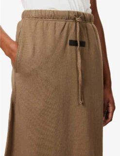 ESSENTIALS Logo-patch Cotton-jersey Skirt -Whistles Shop R03991658 WOOD ALT04