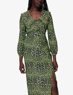 Whistles Fluro Animal Ruched Midi Skirt -Whistles Shop R03991791 MULTICOLOURED ALT02